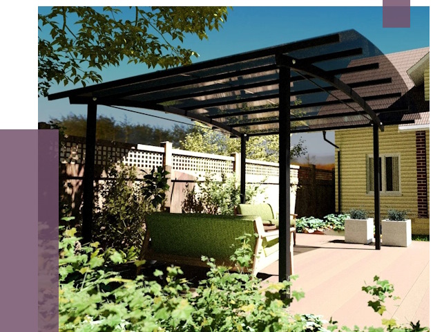 Навесы для террасы в Лесосибирске от 13279 руб. под ключ | ПРОЛЁТ-Лсс