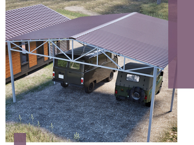 Двускатные навесы под ключ в Лесосибирске — изготовление и монтаж